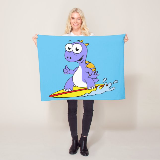 Couverture Polaire Illustration D'Un Spinosaure De Surf. (En situation)