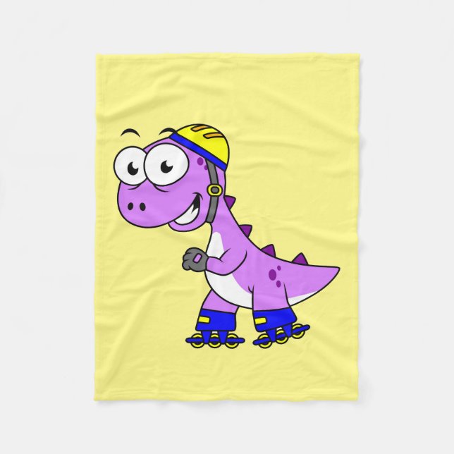 Couverture Polaire Illustration D'Un Tyrannosaurus Rex De Patinage. (Devant)