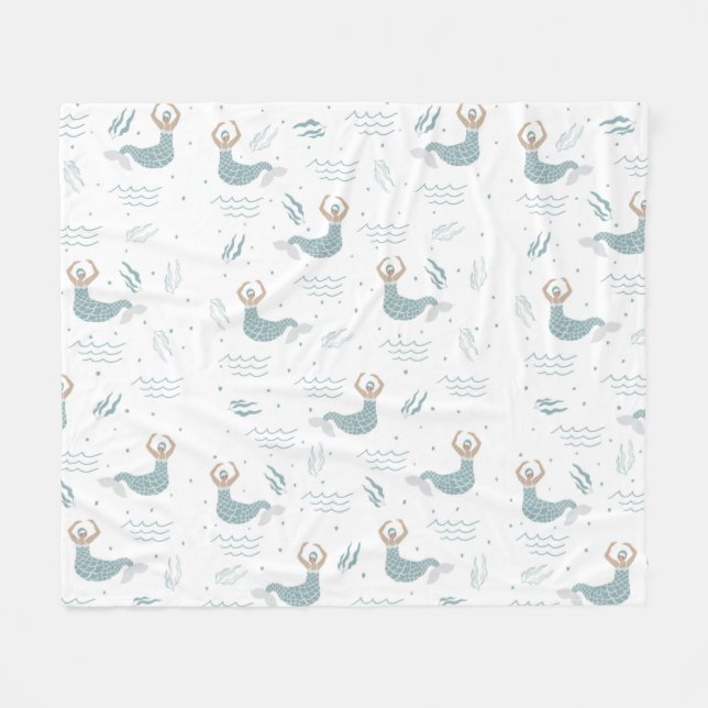 Couverture Polaire Illustration d'une sirène de danse personnalisée (Devant (Horizontal))