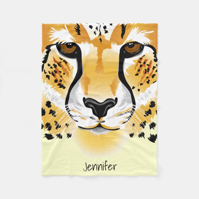 Couverture Polaire illustration en gros plan principale de guépard (Devant)