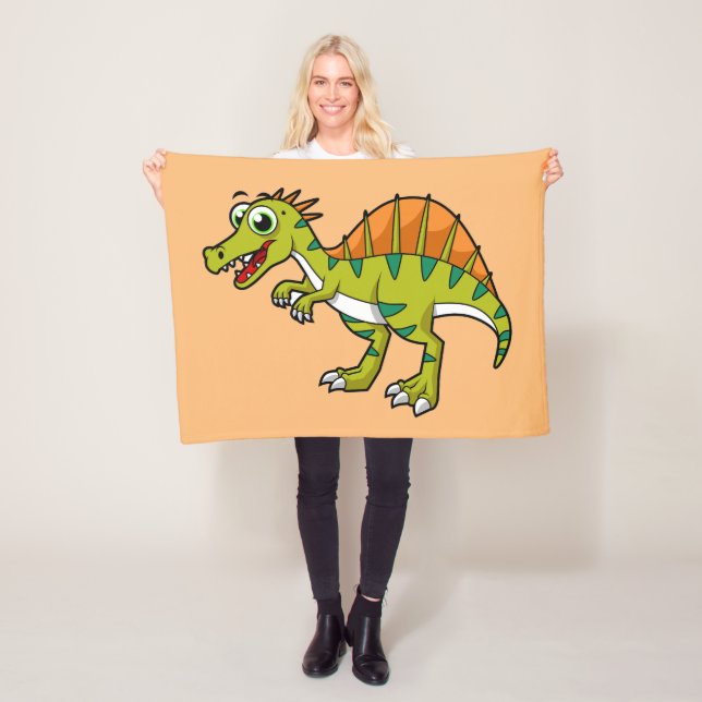 Couverture Polaire Illustration Mignonne D'Un Spinosaure Souriant. (En situation)