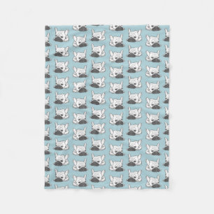 Couverture Polaire Illustration noire de Frenchie de crème de masque