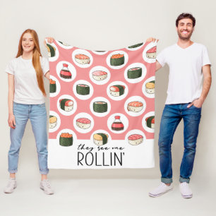 Couverture Polaire Ils Me Voient Rollin' Kawaii Fun Sushi Rolls & Dot