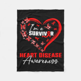 Couverture Polaire I'm A Survivor Heart Disease Awareness Red Butterf