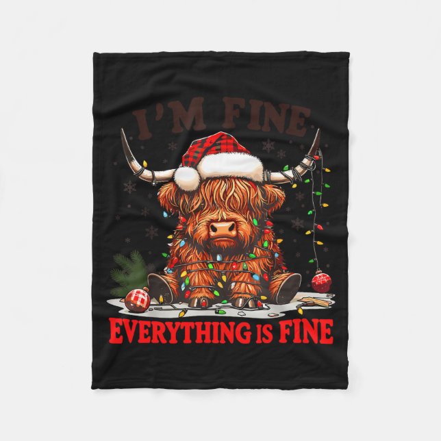Couverture Polaire I'm Fine Everything Is Fine Funny Christmas Highla (Devant)