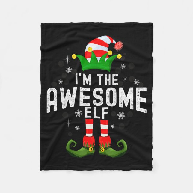 Couverture Polaire I'm The Awesome Elf Christmas Family Pjs Costume  (Devant)