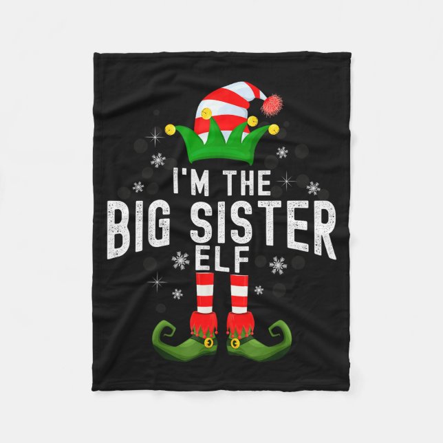 Couverture Polaire I'm The Big Sister Elf Christmas Family Pjs Costum (Devant)