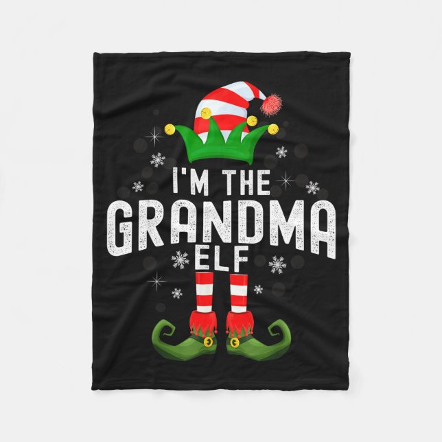 Couverture Polaire I'm The Grandma Elf Christmas Family Pjs Costume  (Devant)