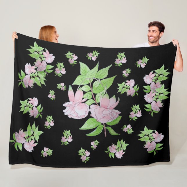 Couverture Polaire image florale de bouquets de jolies fleurs roses (En situation)
