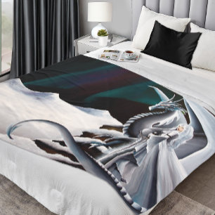 Couverture Polaire Imaginaire Auroras femme Dragon blanc
