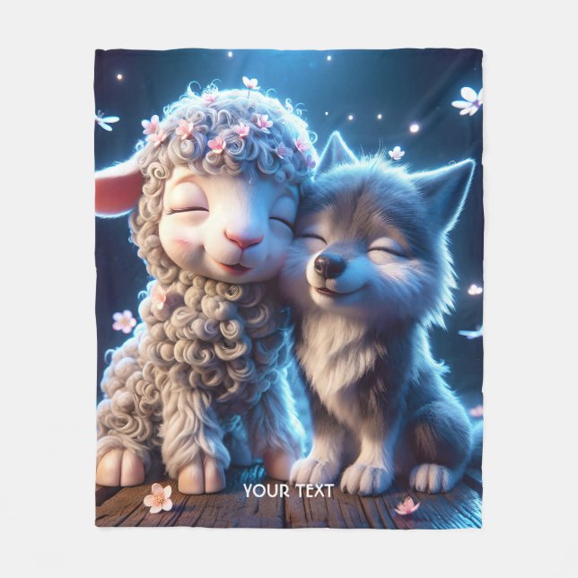 Couverture Polaire Imaginaire Bébés mignons Loup mouton (Devant)