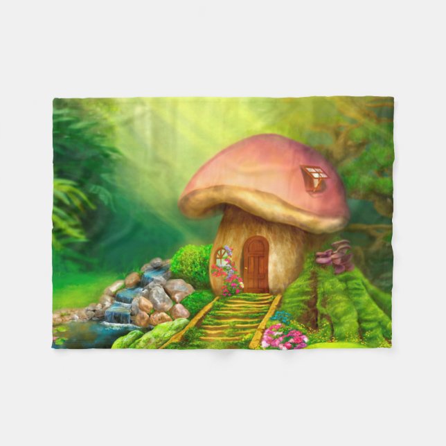 Couverture Polaire Imaginaire champignon maison (Devant (Horizontal))