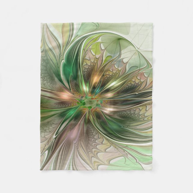 Couverture Polaire Imaginaire coloré Moderne Fleur Fractale Abstraite (Devant)