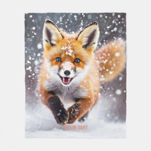 Couverture Polaire Imaginaire Cute Fox Cub Neige