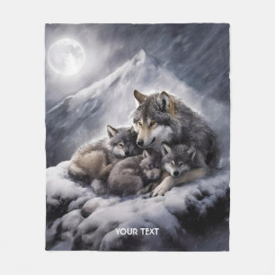 Couverture Polaire Imaginaire Cute Wolf Famille Hiver