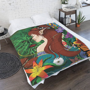 Couverture Polaire Imaginaire d'elfe vert