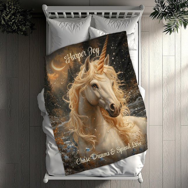 Couverture Polaire Imaginaire d'hiver inspirationnel de Snowy Unicorn (Créateur téléchargé)