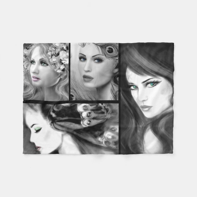 Couverture Polaire Imaginaire féminin collage (Devant (Horizontal))