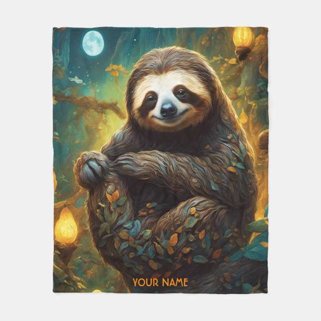 Couverture Polaire Imaginaire Fleurs Vivides Majestic Sloth (Devant)
