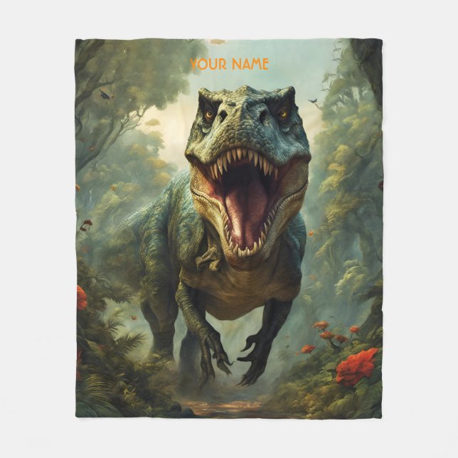 Couverture Polaire Imaginaire Fleurs Vivides Majestic T-Rex (Devant)