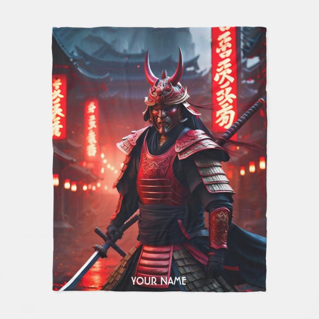 Couverture Polaire Imaginaire Mignonne Vivid Samurai En Rouge (Devant)