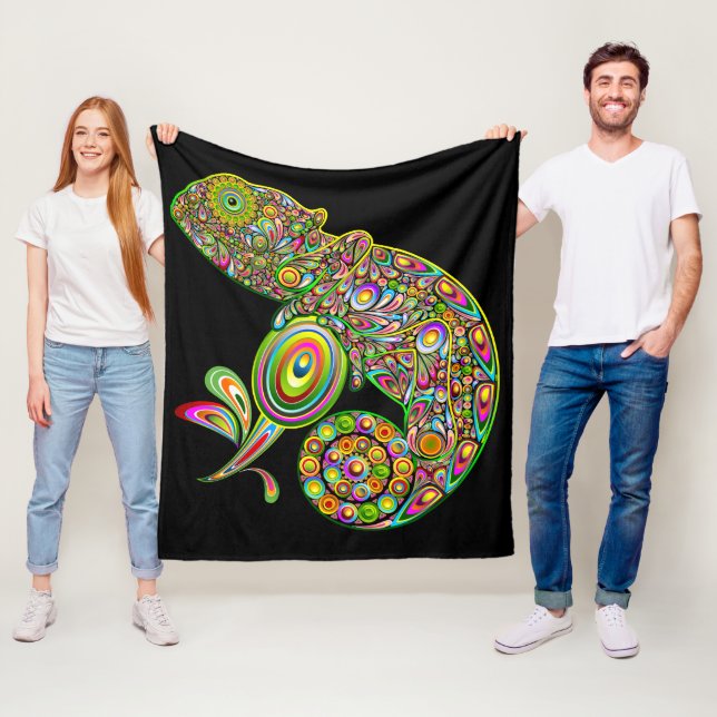 Couverture Polaire Imaginaire psychédélique de Chameleon (En situation)