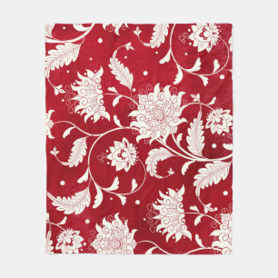 Couverture Polaire Imitation porcelaine chinoise : peinture florale
