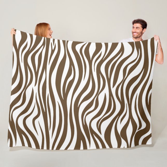 Couverture Polaire Impression Brown de la peau Zebra (En situation)