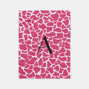 Couverture Polaire Impression de girafe rose monogramme