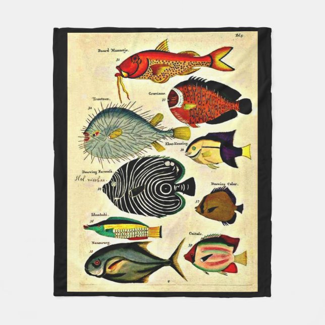 Couverture Polaire  impression de poisson d'époque (Devant)
