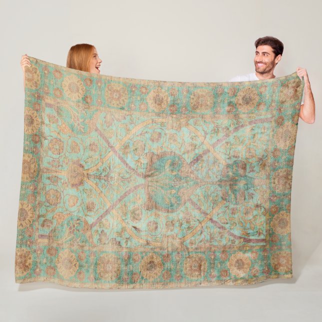 Couverture Polaire Impression de tapis de soie persan (En situation)