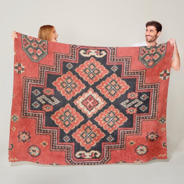 Couverture Polaire Impression de tapis de soie persan (En situation)