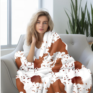 Couverture Polaire Impression de vache Brown