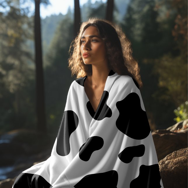 Couverture Polaire Impression de vache noire et blanche (Créateur téléchargé)