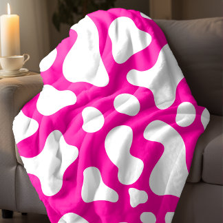 Couverture Polaire Impression de vache rose