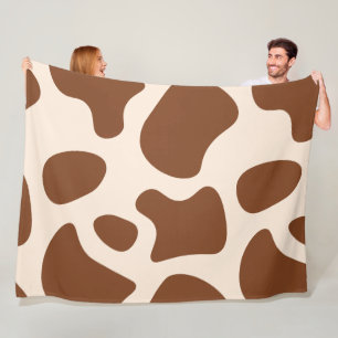 Couverture Polaire Impression de vache rose et Brown