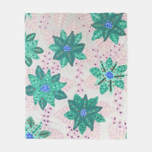 Couverture Polaire Impression florale Festive Vert Mint (Devant)