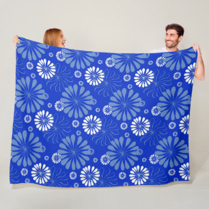 Couverture Polaire Impression florale moderne bleu électrique