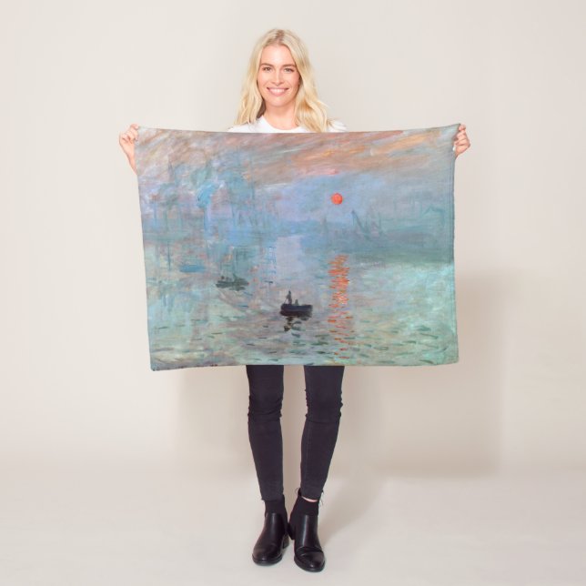 Couverture Polaire Impression, lever de soleil, Claude Monet, 1872 (En situation)