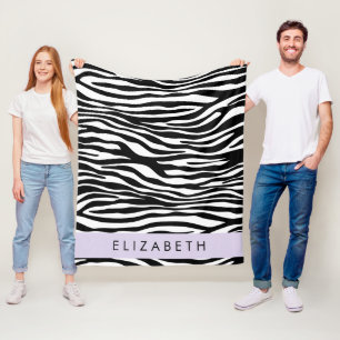 Couverture Polaire Impression Zèbre, Grilles, Noir Et Blanc, Votre No
