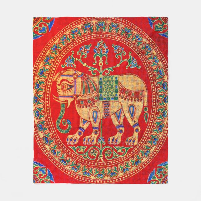 Couverture Polaire imprimé d'éléphants est-indiens (Devant)