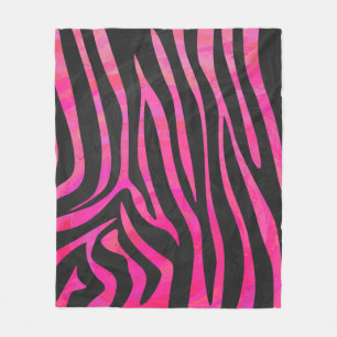 Couverture Polaire Imprimé zèbre noir et rose fluo
