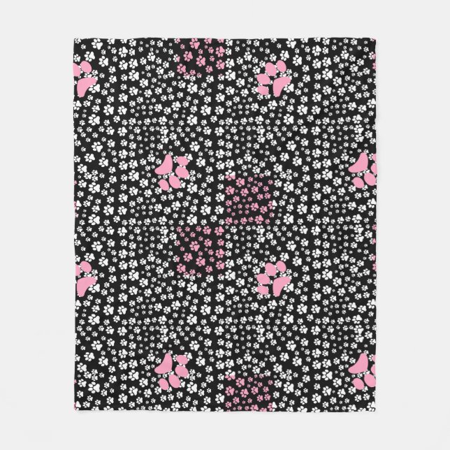 Couverture Polaire Imprimez les pattes motif NS 01b. BG noir (Devant)