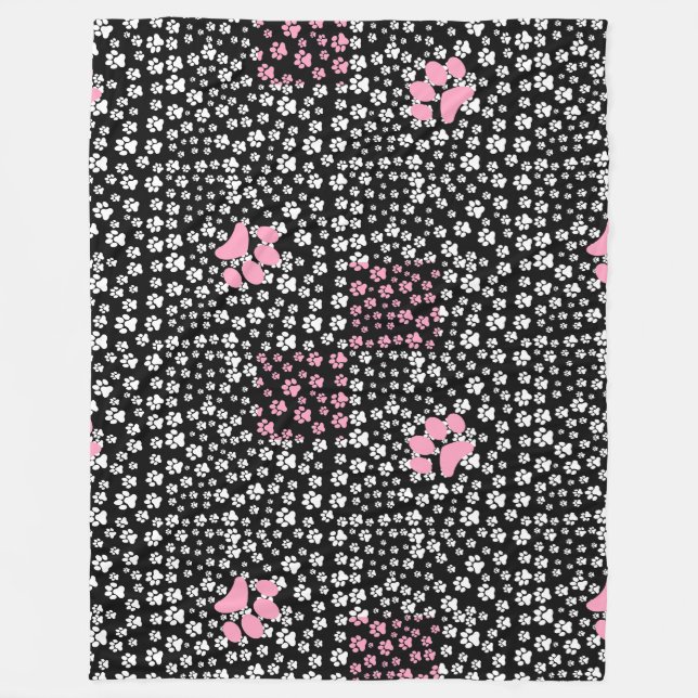 Couverture Polaire Imprimez les pattes motif NS 01b. BG noir (Devant)