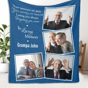 Couverture Polaire In Love Memory Modern Blue Photo Collage