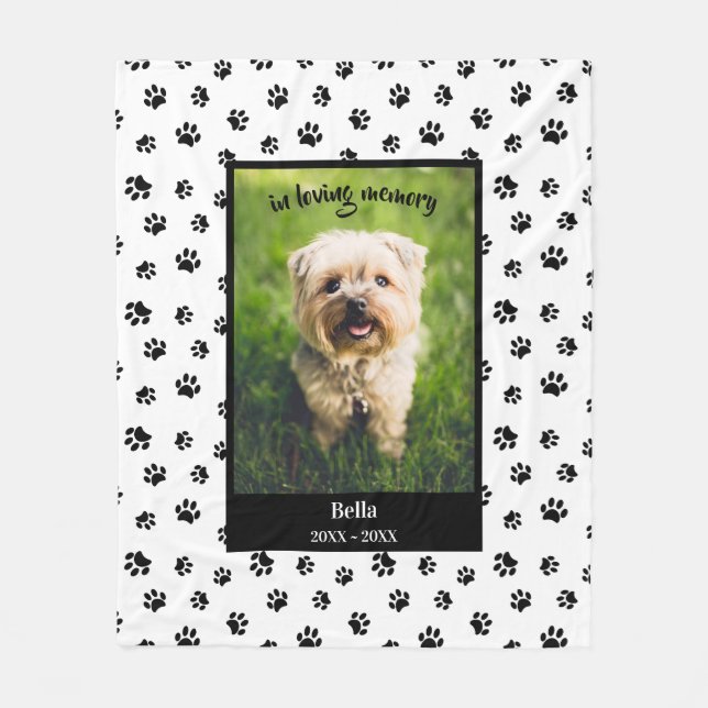 Couverture Polaire In Loving Memory Chien Photo Empreintes de pattes  (Devant)