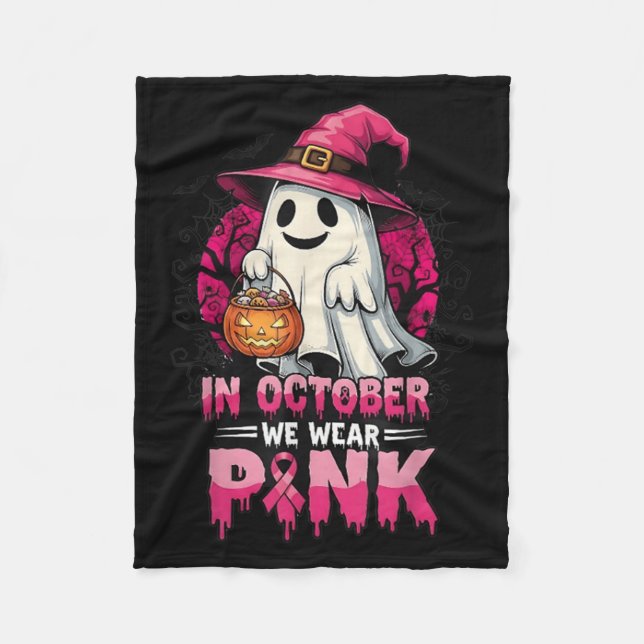 Couverture Polaire In October We Wear Nk Ghost Witch Breast Cancer Aw (Devant)