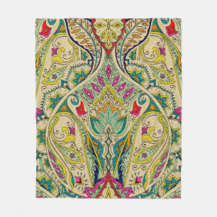 Couverture Polaire India seamless paisley pattern, decorative border.