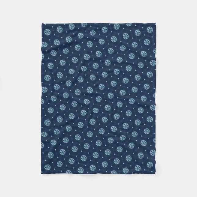 Couverture Polaire Indigo Spirit : Boho Géométrie africaine (Devant)
