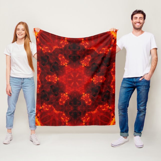 Couverture Polaire Inferno Nexus - Fiery Kaleidoscope Art (En situation)